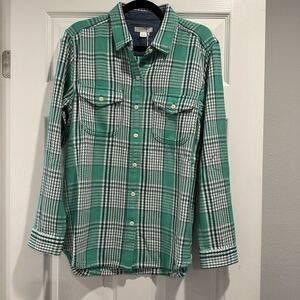 Outerknown Blanket Shirt Women M/L Green Plaid Button Up Heavyweight NWT
